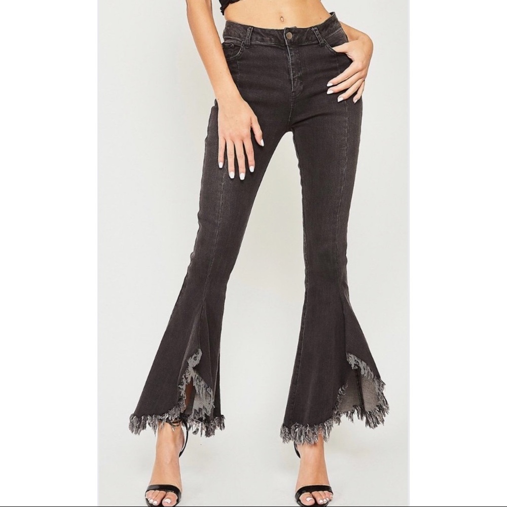 Peach Love California Black frayed flares